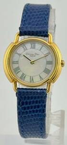 [ Dior 1 иен ~] [DIOR] 58.121.2 ракушка раунд Gold наручные часы кварц работа женский B90T37
