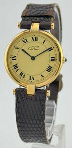 [ Cartier 1 jpy ~] [CARTIER] Must Vendome Gold wristwatch quartz immovable lady's U94E89