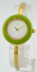 [ Gucci 1 иен ~] [GUCCI] перемена оправа белый циферблат Gold наручные часы кварц работа женский C8967