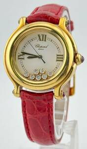 「ショパール　1円～」　「CHOPARD」　27/6144-21　パッピースポーツ　デイト　腕時計　クォーツ　稼働　レディース　U95U76C