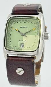 [ diesel 1 jpy ~] [DIESEL] DZ-2008 square Date green wristwatch quartz operation men's B9134