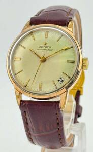 「ゼニス　1円～」　「ZENITH」　デイト　ゴールド　ラウンド　腕時計　AT　稼働　メンズ　L91H96