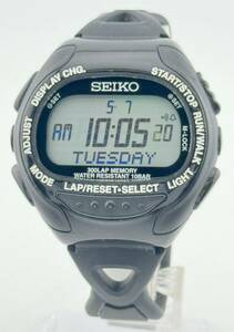 「セイコー　1円～」　「SEIKO」　S670-00A0　スーパーランナーズ　ブラック　デジタル　腕時計　クォーツ　稼働　メンズ　L9176
