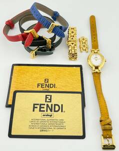 「フェンディ　1円～」　「FENDI」　640L　チェンジベルト　カメレオン　シルバー　腕時計　クォーツ　稼働　レディース　B90T79