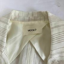 ViCOLO ジャケット　クリーム色　ストライプ柄　涼しげ　肩パッド入り_画像5