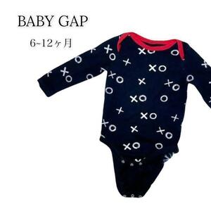 baby GAP ベビーギャップ ロンパース 黒 ブラック バツ丸 クルーネック 6~12ヶ月 キッズ ベイビー 優しいコットン