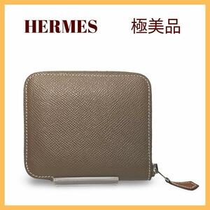 【極美品】HERMESエルメス　シルクインコンパクト　エトゥープ　A刻印