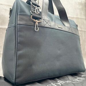 【人気モデル】GIORGIO ARMANI ジョルジオアルマーニ 2way ロゴ トートバッグ ショルダーバッグ 型押し ネイビー 紺色 A4◎ PC◎