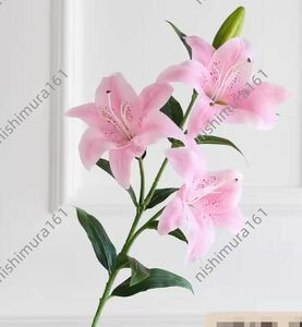*..2 pcs set * flower 3 head .1 piece * artificial flower * lily * ornament * gardening * structure . ornament * pink height approximately 88cm* hand made 