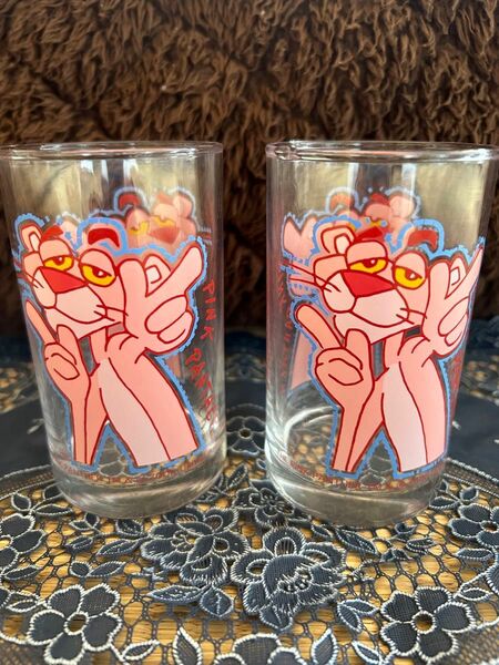 ピンクパンサー　コップ2個セット平成　懐かしいキャラ グラス レトロ ガラスコップ