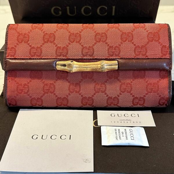 新品同様！ グッチ GUCCI 財布 長財布 GGキャンバス　バンブー