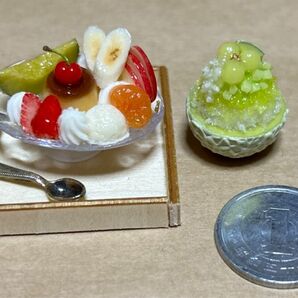 ミニチュア　ハンドメイド　プリンアラモード　かき氷