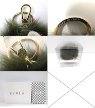 [E026] 未使用 FURLA フルラ ジュエリーボックス ケース ポーチ アクセサリーケース 黒 ＆ FURLA ファー キーチャーム キーホルダー_画像10