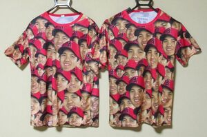 2着 大谷翔平 Tシャツ 顔だらけ 半袖Tシャツ XLサイズ 半袖シャツ Los Angels ロサンゼルス エンゼルス Ohtani 球場配布 非売品