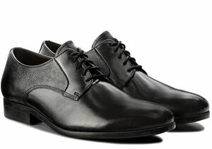 送料無料 CLARKS 26.5cm オックスフォード ブラック 黒 レザー ウィーブ ビジネス オフィス カジュアル スニーカー ブーツ YYY87
