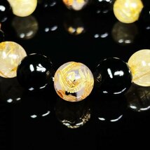 ゴールド ルチルクォーツ ブレスレット 四神獣彫ドラゴンアゲート ブラックオニキス 12ミリ 数珠 相性抜群の組み合わせ 金運上昇 お守り_画像6