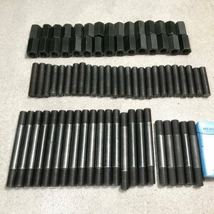 ツ清f744 ★計79本セット★ワーク固定用治具 スタッドボルト(M16)■長さ(150mm-17本/125mm-5本/70-80mm-26本)高ナット(長40x対辺24mm-31本)