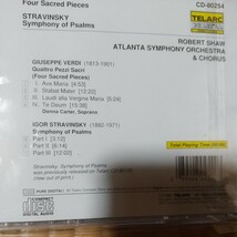 TELARC米盤　ロバート・ショウ　ストラヴィンスキー:詩篇交響曲　ヴェルディ:4つの聖歌　アトランタ交響楽団と合唱団_画像2