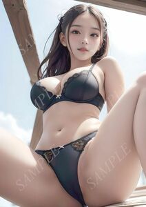 C7668■アートイラスト■セクシー グラビア AIイラスト 水着 下着 美女 ギャル 巨乳 貧乳 美脚 美尻 豊艶 AI美人 ポスター■A4サイズ■