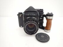 ASAHI PENTAX アサヒペンタックス 67 中判カメラ ボディ + レンズ TAKUMAR 6×7 105mm F2.4 木製グリップ付 ∽ 6E3E7-2_画像1