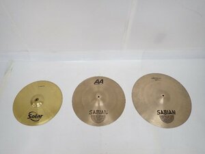 SABIAN セイビアン シンバル 3枚セット Solar 16/41cm crash/AA Rock crash 18/46cm/AA MIDIUM RIDE 20/51cm ∴ 6E539-5