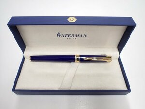 Waterman Letalon Waterman reta long (18K 750 M middle character ) fountain pen blue & Gold case attaching % 6E68A-8