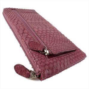 未使用 パイソンレザー 長財布 財布 L字ファスナー スモーキーレッド ジッピー 本革 長財布ワニ革 ラウンドファスナー 小銭入れ