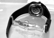 ブラック　アップルウォッチバンド　 ラバー　ベルト カバー　Apple Watch ケース 44mm 45mm メタリック_画像4