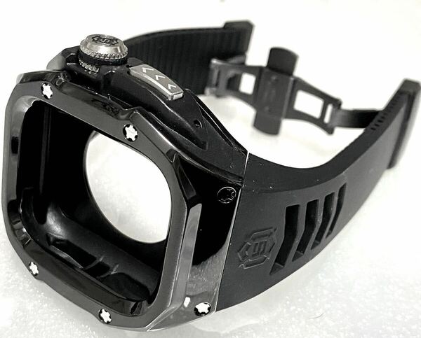 ブラック☆アップルウォッチバンド ラバーベルト Apple Watch ケース　カバー　49mm ウルトラ　ultra