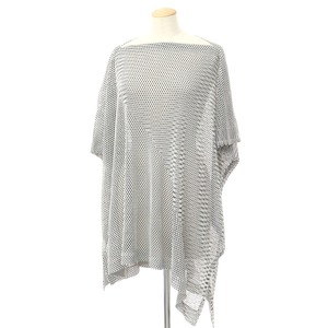 【中古】ミー イッセイミヤケ me ISSEY MIYAKE メッシュ プルオーバーニット ホワイトxブラック【サイズ表記なし（FREE）】