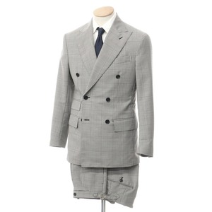 [ used ]tepeto Lilo DE PETRILLO wool moheya is undo toe s pattern double-breasted suit black x white [ size 44/46]