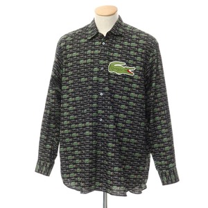 【未使用】コムデギャルソンシャツ COMME des GARCONS SHIRT × LACOSTE 2023年秋冬 カジュアルシャツ ブラックxグリーン【サイズS】