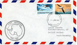  modified postal [TCE]79212 - Australia / south ultimate *1980 year *./ airplane * west . addressed to air mail . paper 