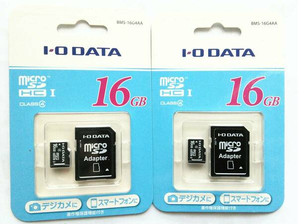 IO-DATA　マイクロSDHC 16GB 　SD変換アダプター付属