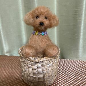  wool felt hand made toy poodle dog ornament 