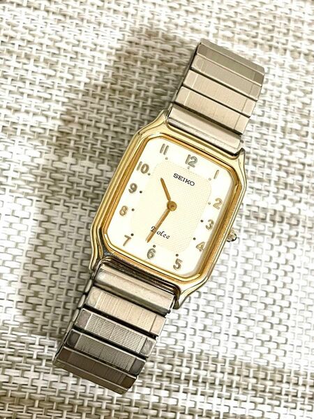 [1988年製:希少モデル/稼働]SEIKO セイコー DOLCE ドルチェ/レクタンギュラー/アラビア/ギョーシェ/腕時計