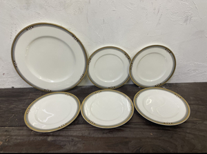 Noritake ノリタケ サンクエトワールライン アールデコスタイル 4454 18cm 27cm 6枚 盛り皿 ケーキ皿 プレート ブルー ゴールド