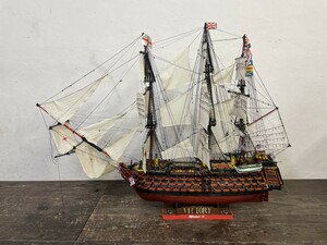 大迫力! 完成品 イギリス海軍 HMS Victory ヴィクトリー ガレオン鑑 1/55スケール 軍艦 帆船 全長 120cm 木製 模型 プラモデル 木枠梱包