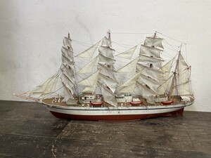  large power! final product Japan circle large wooden model total length 140cm 1/70 scale sailing boat tree frame packing 