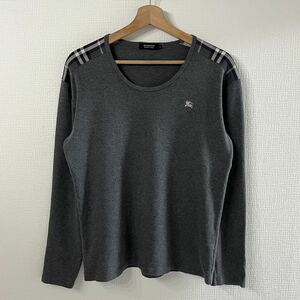 「1円」至高の肌触り　BURBERRY BLACK LABEL バーバリーブラックレーベル 長袖Tシャツ　ノバチェック　ホース刺繍　サイズ３　L相当