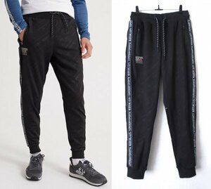 SUPERDRY SPORT 極度乾燥しなさい Active Water Repellent Pants S ブラック スーパードライ ストレッチ サイドライン ジャージ パンツ