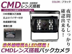 12V/24V 赤外線 暗視 CMOS CMD LED バックカメラ 20m ケーブル 配線付 防水 防塵 重機 トラック バス 36万画素 角度調整可 広角