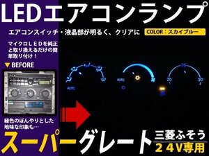 メール便送料無料 24V 三菱ふそう スーパーグレート エアコンパネル ブルー 青 LED照明 エアコンランプ エアコン球 フロント セット