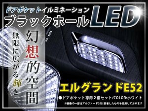 ★☆E52系エルグランド LEＤ ドアポケット ブラックホール 白 LED 内装 車内 ルーム ランプ 交換 ドレスアップ カスタム