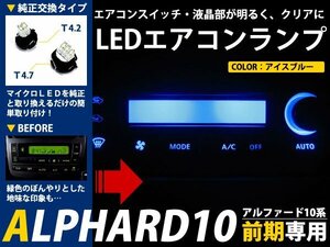 メール便送料無料 ANh MNh10系 アルファード 後期 エアコン パネル LED ブルー 青 エアコン球 フロント セット ルーム球 ルームランプ