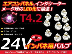 24V車用 エアコンパネル LED ピンク T4.2 インパネ 10個セット メーターパネル LEDバルブ 液晶 パネル球 トラック デコトラ ダンプ