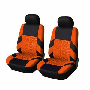 シートカバー ポケット付き ホンダ CR-X CRX EF7 オレンジ 2席セット フロントのみ 汎用 簡単取付 被せるタイプ