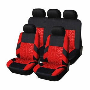 シートカバー ポケット付き ホンダ モビリオスパイク GK1 レッド 5席セット 1列目 2列目セット 汎用 簡単取付