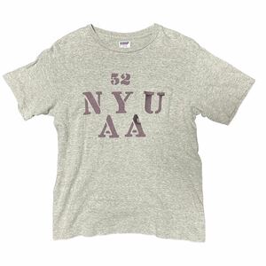 WAREHOUSE ウエアハウス DOUBLEWORKS Tシャツ プリント ロゴ 染み込み グレー ニューヨーク大学 NYU ヴィンテージ　古着
