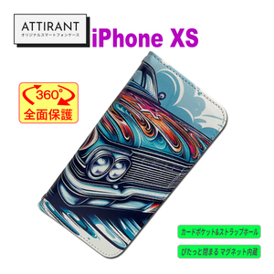 iPhoneXS ケース 手帳型 ローライダー アメ車 1 アイフォンケース